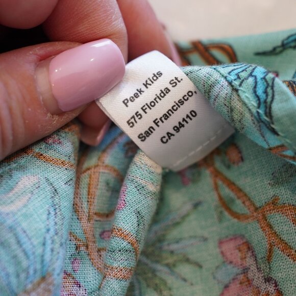 Peek Kids XS 4–5 Green Floral Short Sleeve Dress with Pockets - Picture 5 of 7